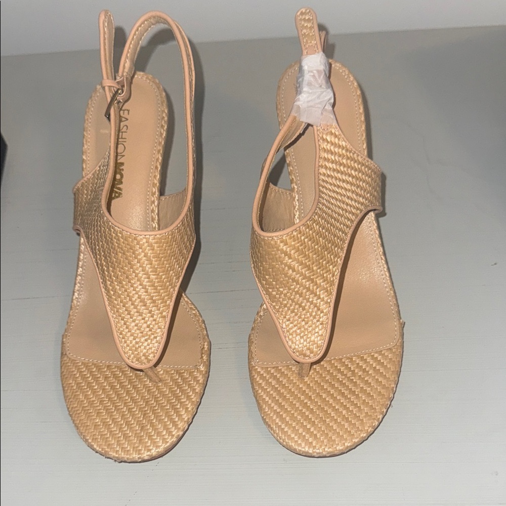 New Woven Tan Slingback Sandals
